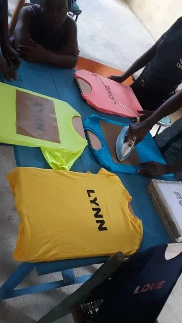 Garments being produced by hand at a local workshop