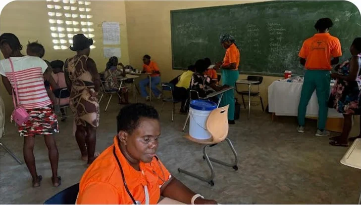 A LYNN clinic set up in a classroom during the Milot mission